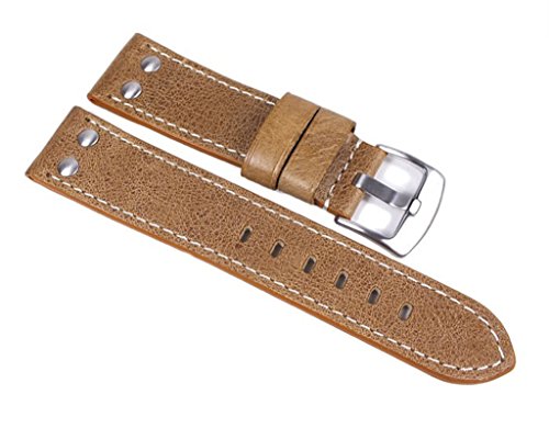 Minott Uhrenarmband Vintage Look Leder Band Hellbraun 24028, Stegbreite:20mm von Minott