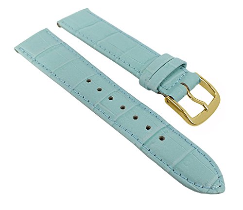 Nevada Ersatzband Manufaktur Uhrenarmband Kalbsleder Kroko-Prägung Blau - Kurze Länge 25686G, Stegbreite:16mm von Minott