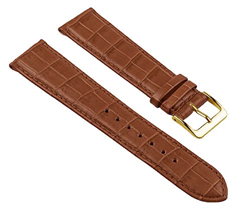 Nevada Ersatzband Manufaktur Uhrenarmband Kalbsleder Kroko-Prägung Natur 25745G, Stegbreite:16mm von Minott