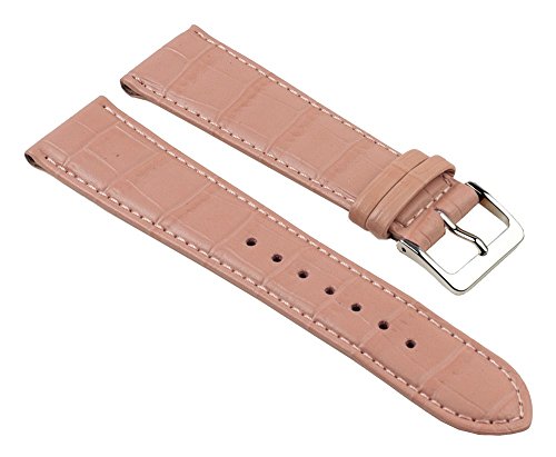 Nevada Ersatzband Manufaktur Uhrenarmband Kalbsleder Kroko-Prägung Rosa 25700S, Stegbreite:16mm von Minott