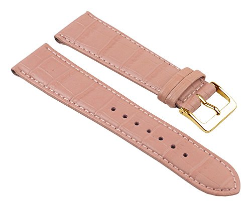 Ersatzband Manufaktur Uhrenarmband Kalbsleder Kroko-Prägung Rosa 25701G, Stegbreite:15mm von Minott