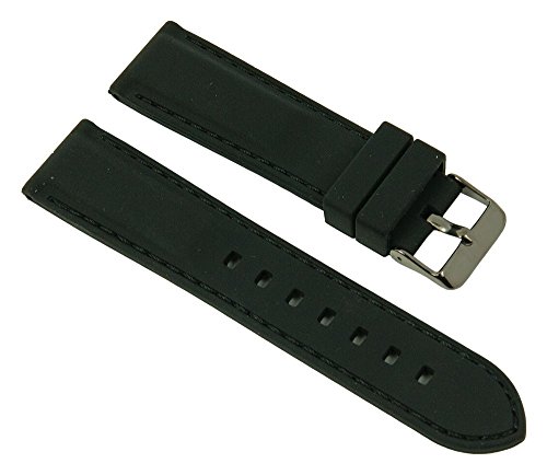 Minott Uhrenarmband Ersatzband Silikon Band mit schwarzer Naht 26690B, Stegbreite:22mm von Minott