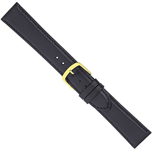 Uhrenarmband Ersatzband Leder Band Schwarz 26553G, Stegbreite:12mm von Minott