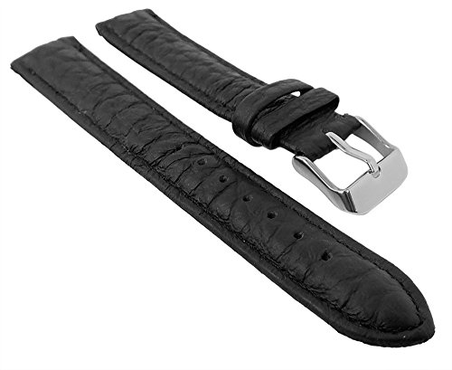 Minott Uhrenarmband weiches Leder schwarz gepolstert und genarbt mit Naht, Stegbreite:14mm von Minott