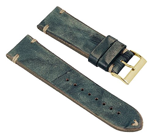 Vintage Uhrenarmband Argentinisches Rindsleder Band Jeansblau 26254G, Stegbreite:20mm von Minott