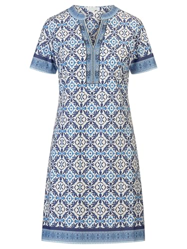 Mint & Mia Kurzes Kofferkleid mit grafischem Muster und Zierblende, blau-weiß, 44 von Mint & Mia