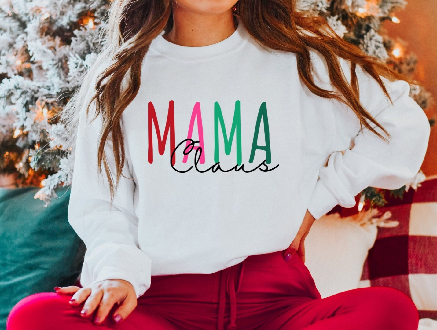 Mama Claus Sweatshirt, Damen Weihnachtspullover, Lustige Weihnachtsshirts Für Frauen, Urlaubspullover, Shirts Mamas, Weihnachten Crewneck von MintTeeApparel