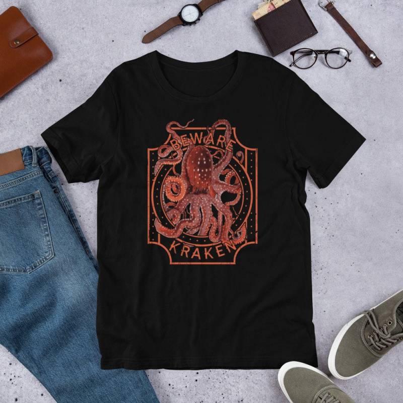 Krake-Shirt | Oktopus-Shirt Tiefsee Tauchen Riesen-Tintenfisch-Shirt Tauch Shirt Meer Monster T-Shirt Hüten Sie Sich Vor Kraken Geschenk von MintedFresh