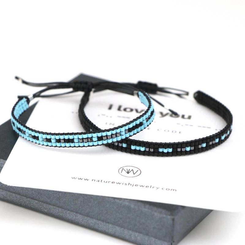 Benutzerdefinierte Morse-Code Perlen Armbänder, Geheime Nachricht, Geschenk Paare von MintuchiBracelets