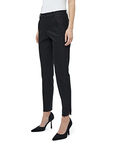 Minus Daya Damen Hose Mitte Tailliert 7/8 Keuchen Größe 34 | Schwarze Hose Damen | Bequeme Damen Hosen Stretch | Chino Hose Damen Mit Normaler Passform | Stoffhose Damen Mit Reißverschluss von Minus