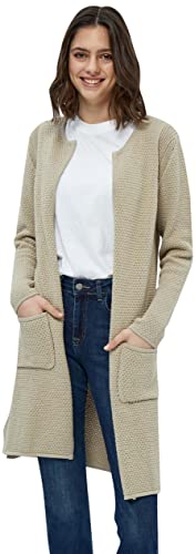 Minus Vibe Lange Strickjacke | Strickjacke Damen In Beige | Frühling Cardigan Damen | Größe Xs von Minus