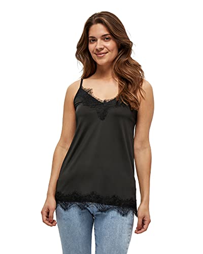 Minus Asa V-Ausschnitt Ärmellos Spitze Top | Damen Top In Schwarz | Herbst Damen Oberteile | Größe Xs von Minus