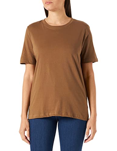 Minus Cathy GOTS Kurz Ärmel T-Shirt | Tshirt Damen In Braun | Frühling Bluse Damen | Größe L von Minus