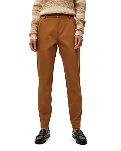 Minus Daya Damen Hose Mitte Tailliert 7/8 Keuchen Größe 34 | Braun Hose Damen | Bequeme Damen Hosen Stretch | Chino Hose Damen Mit Normaler Passform | Stoffhose Damen Mit Reißverschluss von Minus