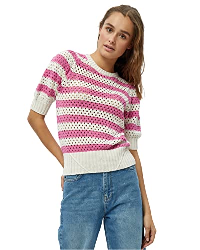 Minus Damen Georgina Knit Strick-T-Shirt, 7211S Super Pink Stripe, M von Minus