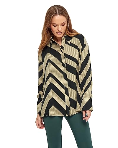 Minus Damen Jalia Langarmshirt Langärmeliges Hemd, 4112P Jungle Green Print, 38 von Minus