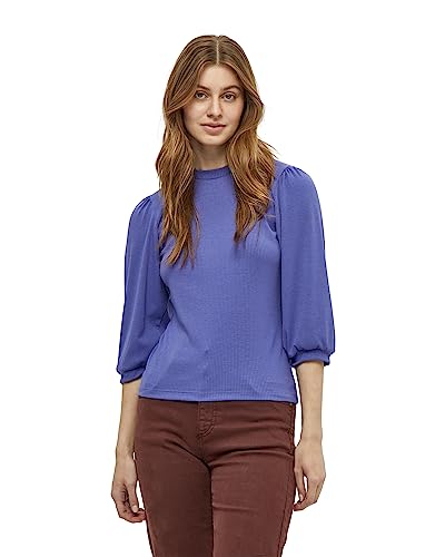 Minus Damen Johanna, Puffärmel, 3/4-Arm T-Shirt mit Rundhalsausschnitt und Puffärmeln, 7330 Iris Bloom Purple, XXL von Minus