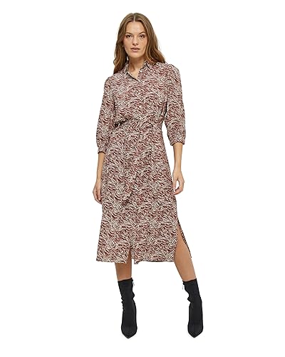 Minus Damen Lavena Midi-Hemdkleid mit 3/4-Ärmeln, 5049P Dark Cinnamon PR, 34 von Minus