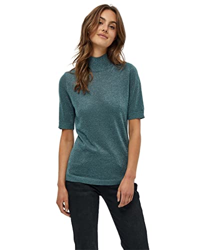 Minus Lima T-Shirt Damen Mit Rollkragen Größe S | Blaues Tshirt Damen | Tshirt Damen Mit Hohem Halsausschnitt Und Halbarm | Basic Shirt Damen Elegant | Klassischer Strickpullover Damen von Minus