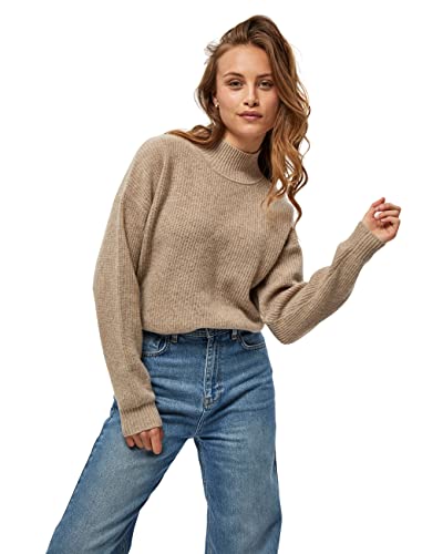 Minus ,Women's ,Maisie high neck knit pullover, 354 Nomad sand melange ,XL von Minus