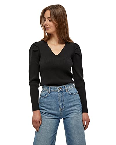 Minus Damen Maranola V-neck Strickpullover mit V-Ausschnitt, 100 Black, M von Minus