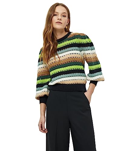 Minus Damen Mikala Langen Ärmeln Langärmeliger Strickpullover, 411S Jungle Green Stripe, L von Minus