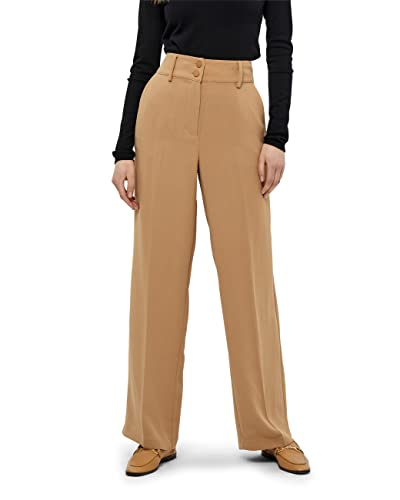 Minus New Ilsa Damen Hosen Größe 36 | Braun Hose Damen | Hosen Damen Hoch Tailliert & Breites Bein Keuchen | Damen Hose Elegant In Stylischem Business Look | Pants Mit Lockerer Passform von Minus