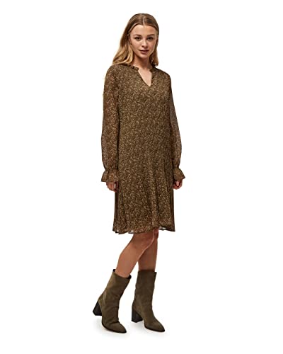 Minus Damen Rikka V-Neck Dress Kleid Mit V Ausschnitt, 9338 Dark Olive Dot Print, 46 von Minus