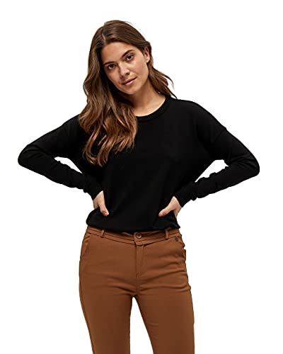 Minus Elne Runden Halsausschnitt Lang Ärmel Stricken Pulli | Pullover Damen In Schwarz | Herbst Pulli Damen | Größe Xs von Minus