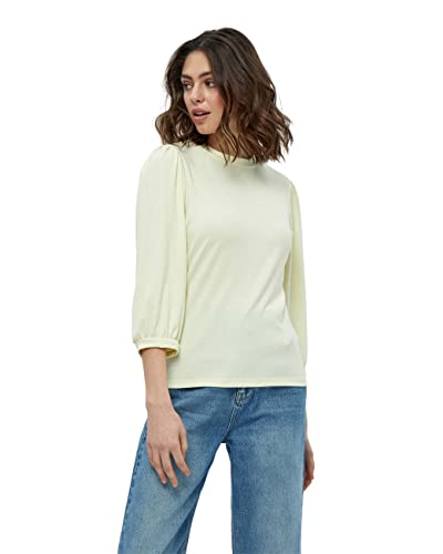 Minus Johanna Runden Hals 3/4 Puffärmel T-Shirt | Tshirt Damen In Gelb | Frühling Bluse Damen | Größe S von Minus