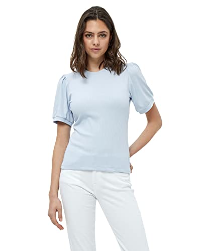 Minus Johanna Runden Hals Kurze Puffärmel T-Shirt | Tshirt Damen In Blau | Frühling Bluse Damen | Größe Xs von Minus