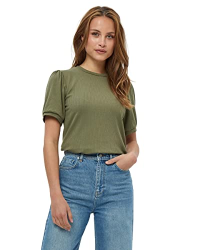 Minus Johanna Runden Hals Kurze Puffärmel T-Shirt | Tshirt Damen In Grün | Frühling Bluse Damen | Größe Xxl von Minus