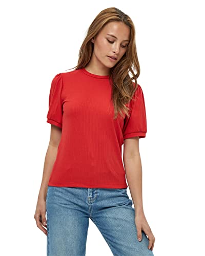 Minus Johanna Runden Hals Kurze Puffärmel T-Shirt | Tshirt Damen In Rot | Frühling Bluse Damen | Größe Xl von Minus
