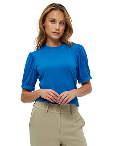 Minus Johanna Runden Halsausschnitt Puff Kurz Ärmel T-Shirt | Tshirt Damen In Blau | Herbst Bluse Damen | Größe Xxl von Minus