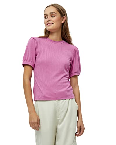 Minus Johanna Runden Halsausschnitt Puff Kurz Ärmel T-Shirt | Tshirt Damen In Pink | Herbst Bluse Damen | Größe L von Minus