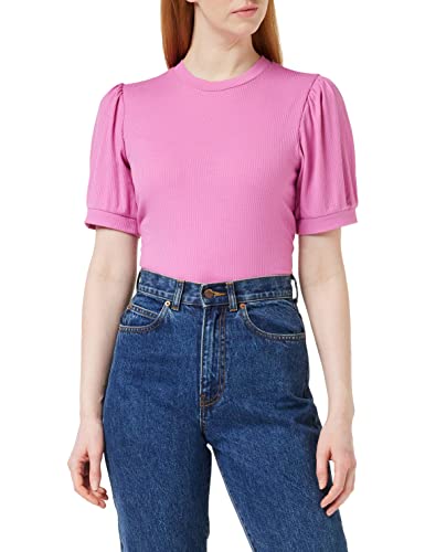 Minus Johanna Runden Halsausschnitt Puff Kurz Ärmel T-Shirt | Tshirt Damen In Pink | Herbst Bluse Damen | Größe Xs von Minus