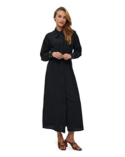 Minus Lamira Maxi Shirt Kleid Kleid Damen In Schwarz Herbst Kleid Damen Elegant Größe 42 von Minus