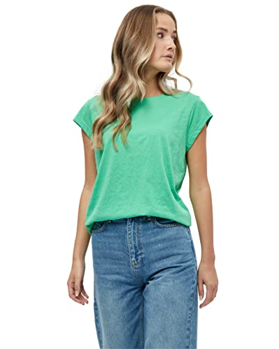 Minus Leti T-Shirt Damen Größe L | Grünes Tshirt Damen | Basic Tshirt Damen Baumwolle Kurzarm Mit Rundem Halsausschnitt | Shirt Damen Elegant Mit Kurzen Ärmeln | Frühling Bluse Damen von Minus