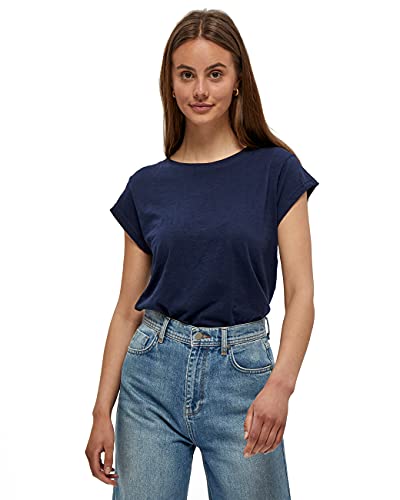 Minus Leti T-Shirt Damen Größe M | Blaues Tshirt Damen | Basic Tshirt Damen Baumwolle Kurzarm Mit Rundem Halsausschnitt | Shirt Damen Elegant Mit Kurzen Ärmeln | Frühling Bluse Damen von Minus