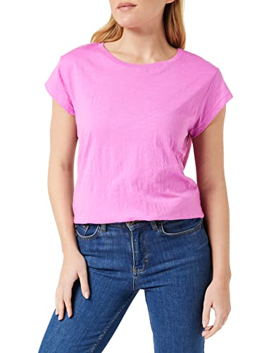 Minus Leti T-Shirt Damen Größe S | Pink Tshirt Damen | Basic Tshirt Damen Baumwolle Kurzarm Mit Rundem Halsausschnitt | Shirt Damen Elegant Mit Kurzen Ärmeln | Frühling Bluse Damen von Minus