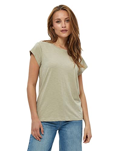 Minus Leti T-Shirt Damen Größe XL | Beige Tshirt Damen | Basic Tshirt Damen Baumwolle Kurzarm Mit Rundem Halsausschnitt | Shirt Damen Elegant Mit Kurzen Ärmeln | Frühling Bluse Damen von Minus