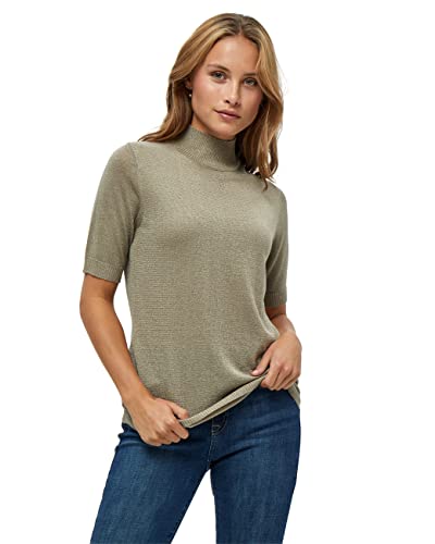 Minus Lima T-Shirt Damen Mit Rollkragen Größe M | Beige Tshirt Damen | Tshirt Damen Mit Hohem Halsausschnitt Und Halbarm | Basic Shirt Damen Elegant | Klassischer Strickpullover Damen von Minus