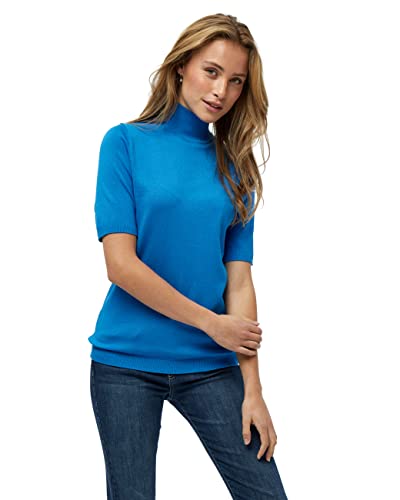 Minus Lima T-Shirt Damen Mit Rollkragen Größe XL | Blaues Tshirt Damen | Tshirt Damen Mit Hohem Halsausschnitt Und Halbarm | Basic Shirt Damen Elegant | Klassischer Strickpullover Damen von Minus