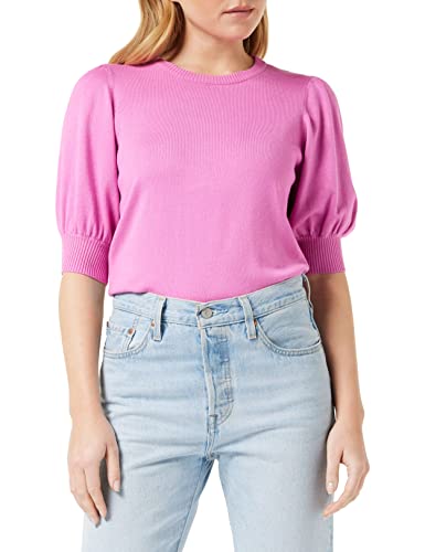 Minus Liva Puff Damenpullover Halbarm Größe S | Pullover Pink Damen | Gestrickter Pullover Damen Mit Geripptem Saum | Strickpulli Elegant | Frühling Pulli Damen Mit Halbärmel von Minus