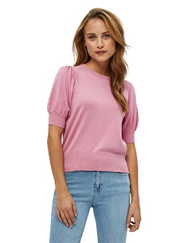 Minus Liva Puff Damenpullover Halbarm Größe XXL | Rosa Pullover Damen | Gestrickter Pullover Damen Mit Geripptem Saum | Strickpulli Elegant | Frühling Pulli Damen Mit Halbärmel von Minus