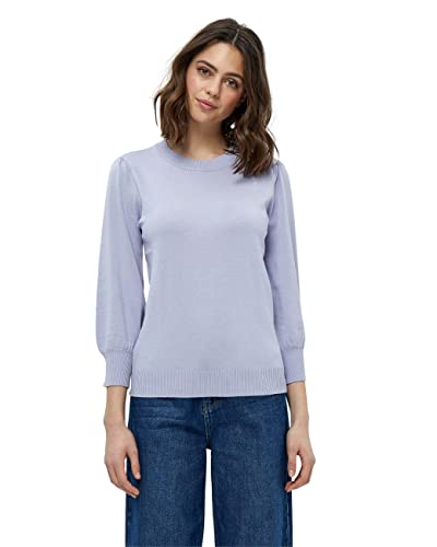 Minus Mersin Pullover Damen Mit Rundem Halsausschnitt Und 3/4 Ärmel Größe L | Lila Pullover Damen | Strickpullover Damen Elegant | Frühling Pulli Damen von Minus