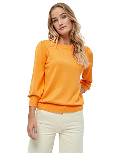 Minus Mersin Pullover Damen Mit Rundem Halsausschnitt Und 3/4 Ärmel Größe L | Orange Pullover Damen | Strickpullover Damen Elegant | Frühling Pulli Damen von Minus