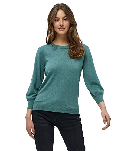 Minus Mersin Pullover Damen Mit Rundem Halsausschnitt Und 3/4 Ärmel Größe S | Blauer Pulli | Strickpullover Damen Elegant | Frühling Pulli Damen von Minus