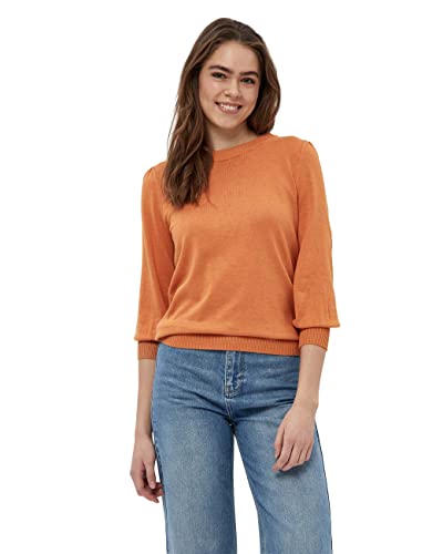 Minus Mersin Pullover Damen Mit Rundem Halsausschnitt Und 3/4 Ärmel Größe XL | Orange Pullover Damen | Strickpullover Damen Elegant | Frühling Pulli Damen von Minus