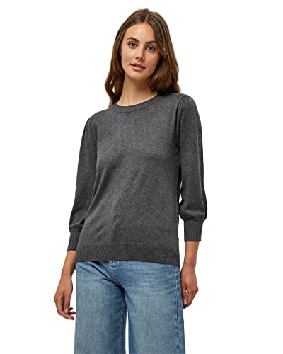 Minus Mersin Pullover Damen Mit Rundem Halsausschnitt Und 3/4 Ärmel Größe L | Damen Rollkragenpullover Grau | Strickpullover Damen Elegant | Frühling Pulli Damen von Minus